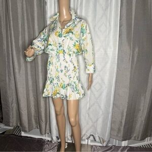 Zara Floral Print Smock Dress Small